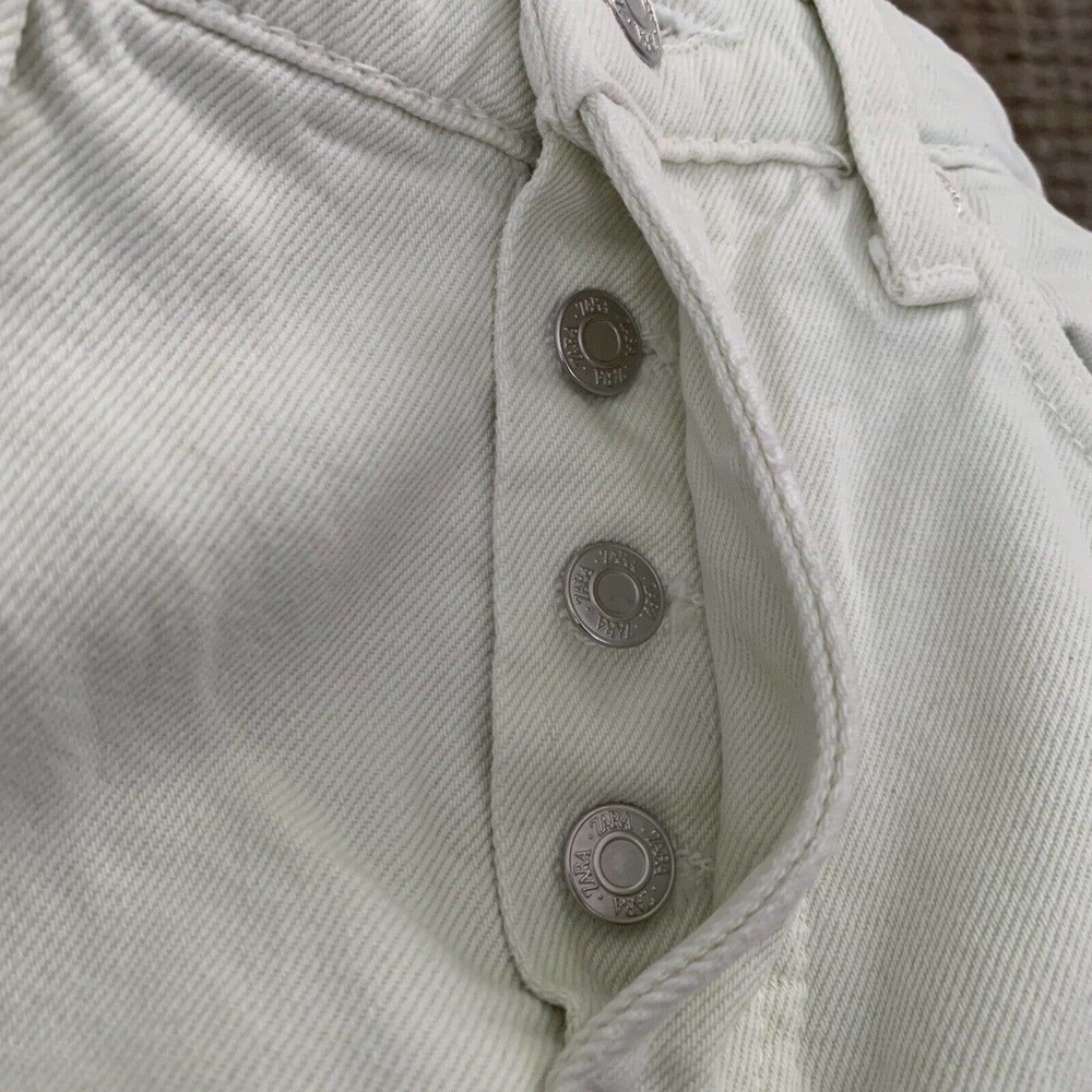 Zara Button Fly High Rise Straight Jeans Womens Sz 2 Beige Natural Denim Size 2 - Picture 6 of 8